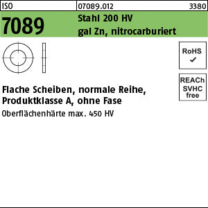 ISO 7089 Stahl 12 x 2, 5 200 HV, galvanisch verzinkt, nitrocarburiert - Flache Scheiben