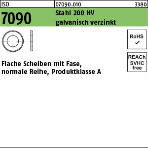 ISO 7090 Stahl 3 ( x 0, 5) 200 HV, galvanisch verzinkt - Scheiben