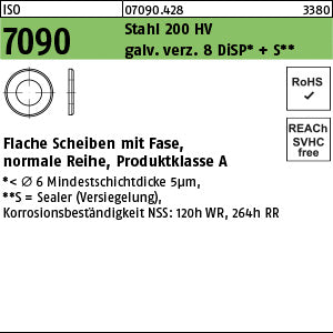 ISO 7090 Stahl 5 ( x 1 ) 200 HV, galvanisch verzinkt DiSP + S gal Zink-Dispersion - Scheiben
