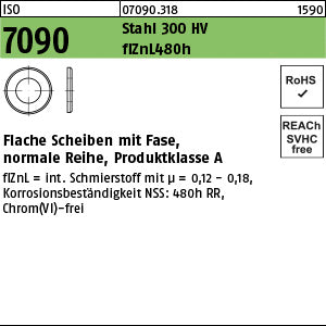 ISO 7090 Stahl 6 ( x 1, 6) 300 HV, Zinklamelle L/nc/x/x/480h/C Zinklamelle - Scheiben