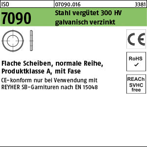 ISO 7090 Stahl CE 10 (10, 5 x ) 300 HV, galvanisch verzinkt - Scheiben