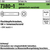 ISO 7380 -1 010.9 -T galvanisch verzinkt + getempert - Flachkopfschrauben