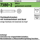 ISO 7380 -2 010.9 galvanisch verzinkt, getempert - Flachkopfschrauben mit Bund