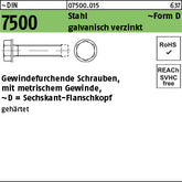 DIN 7500 Stahl gehärtet D galvanisch verzinkt, mit Bund - Gewindefurchende Schrauben