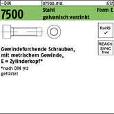 DIN 7500 Stahl gehärtet E galvanisch verzinkt - Gewindefurchende Schrauben