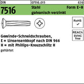 DIN 7516 Stahl E Phillips/Kreuzschlitz galvanisch verzinkt - Gewinde-Schneidschrauben
