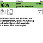 DIN 7604 Stahl A galvanisch verzinkt (Zylindergewinde) - Verschlussschrauben mit Bund