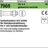 DIN 7969 Mutter 4.6 / CE galvanisch verzinkt - Senkschrauben mit Schlitz