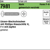 DIN 7981 Stahl Form F Phillips/Kreuzschlitz galvanisch verzinkt passiviert - Blechschrauben