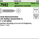 DIN 7982 Stahl Form C Phillips/Kreuzschlitz galvanisch verzinkt passiviert - Senk-Blechschrauben