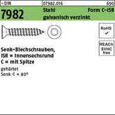 DIN 7982 Stahl Form C Torx 6 galvanisch verzinkt passiviert - Senk-Blechschrauben