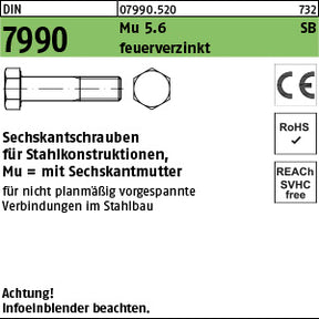 DIN 7990 Mutter 5.6 / CE U feuerverzinkt - Sechskantschrauben