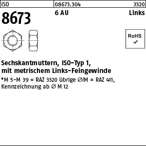 ISO 8673 6 AU -LH ungestempelt - Sechskantmuttern