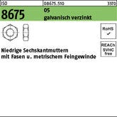 ISO 8675 05 galvanisch verzinkt - Sechskantmuttern mit Fasen