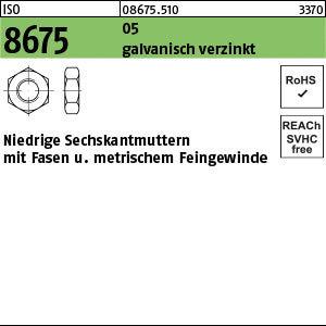 ISO 8675 05 galvanisch verzinkt - Sechskantmuttern mit Fasen