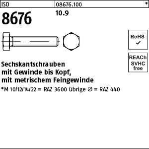 ISO 8676 10.9 x 20 - Sechskantschrauben