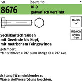 ISO 8676 10.9 x 25 galvanisch verzinkt A2F getempert - Sechskantschrauben