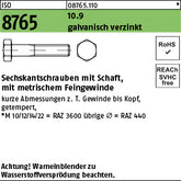 ISO 8765 10.9 x 45 galvanisch verzinkt A2F, getempert - Sechskantschrauben