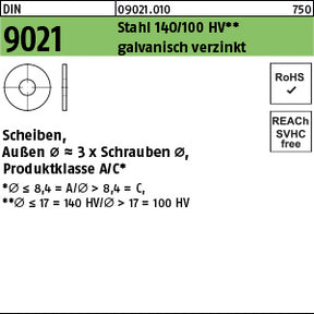 DIN 9021 Stahl galvanisch verzinkt - Scheiben