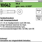 ISO 10642 08.8 galvanisch verzinkt DiSP (Dickschichtpass.) gal Zink-Dispersion - Senkschrauben