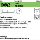 ISO 10642 010.9 Zinklamelle L/nc/x/x/480h/C Zinklamelle - Senkschrauben