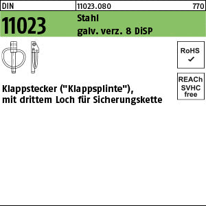 DIN 11023 Klappstecker galvanisch verzinkt 8 DiSP (Dickschichtpass.) gal Zink-Dispersion - Klappstecker