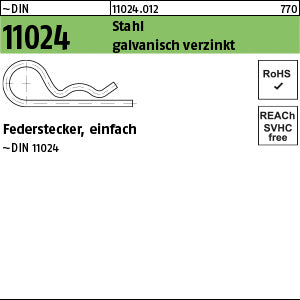DIN 11024 ähnlich DIN 11024 Stahl DrahtØ 2 einfach, galvanisch verzinkt - Federstecker
