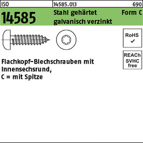 ISO 14585 Stahl Form C Torx galvanisch verzinkt passiviert - Blechschrauben