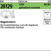 DIN 28129 C35E galvanisch verzinkt, AD-W7/1 - Bügelmuttern