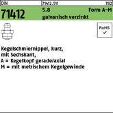 DIN 71412 5.8 AM SW 7 galvanisch verzinkt, Sechskant - Kegelschmiernippel