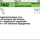 DIN 71412 5.8 BM SW 9 galvanisch verzinkt - Kegelschmiernippel