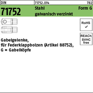 DIN 71752 Stahl G galvanisch verzinkt - Gabelgelenke