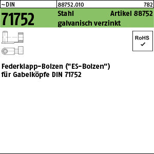 ES-Bolzen ES Stahl galvanisch verzinkt, für Gabelköpfe - Federklapp-Bolzen