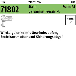 DIN 71802 Stahl AS 8 - galvanisch verzinkt - Winkelgelenke
