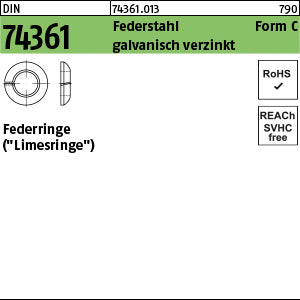 DIN 74361 Federstahl C 12, 5 galvanisch verzinkt, Federring galvanisch verzinkt - Federringe