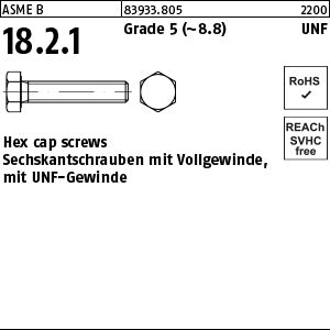 Hex cap screws Grade 5 1/4 - 28 UNF x 1/2 (13 mm) (Vollgewinde) - Hex cap screws