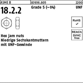 Hex Jam Nut Grade 5 – 1/4"-28 UNF – Niedrige Sechskantmutter