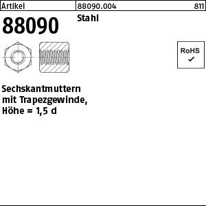 Mutter Sechskant. Stahl m.Trapezgew. TR x SW 27 x L24 - Sechskantmuttern