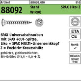 SPAX Stahl Pozidriv/Kreuzschlitz WIROX, Linsenkopf galvanisch verzinkt (Senkkopf-Pozidriv)