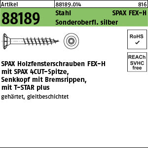 SPAX FEX-H Stahl Torx Sonderoberfläche silber galvanisch verzinkt