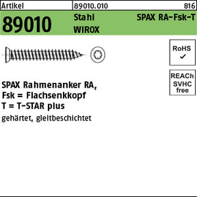 SPAX-Rahmenanker Stahl Torx WIROX, Senkkopf galvanisch verzinkt
