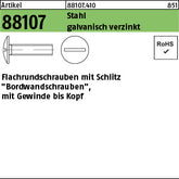 Bordwandschr. Stahl K 16 galvanisch verzinkt, ohne Mutter - Flachrundschrauben, Schlitz