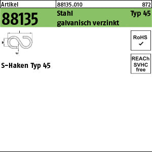 S-Haken Artikel 45 Stahl mm galvanisch verzinkt - S-Haken