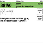 geb. Schraubenhaken Stahl Typ 11 20 mm galvanisch verzinkt - Gebogene Schraubhaken
