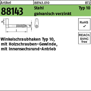 Winkelschraubhaken Art.10 Stahl galvanisch verzinkt - Winkelschraubhaken