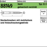 Stockschrauben Stahl Typ 23E galvanisch verzinkt - Stockschrauben