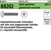 RST mit Linsenkopf & Pozidriv/Kreuzschlitz Stahl gehärtet, galvanisch verzinkt - Schrauben für Kunststoff [050]