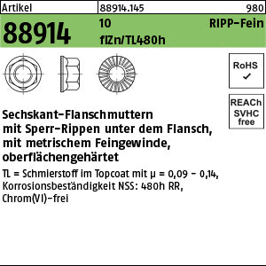Sechskant-Rippen-Muttern Kl.10 Zinklamelle - Sechskant.-Flanschmuttern [250]