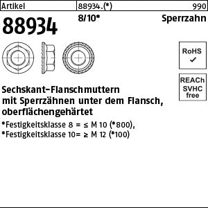 Sechsk. Sperrzahnmut. Klasse 10 - Sechskant.-Flanschmuttern