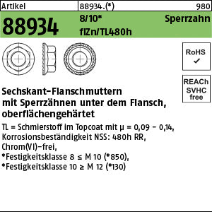 Sechsk. Sperrzahnmu. Klasse 10 Zinklamelle - Sechskant.-Flanschmuttern